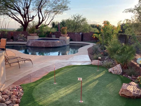 Putting green installation customized to backyard dimensions
