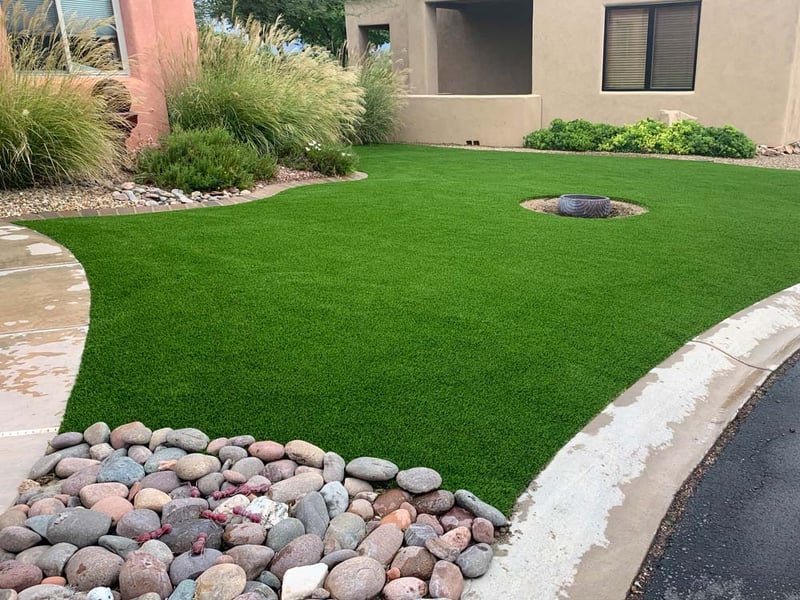Artificial turf installed to create a low-maintenance outdoor lawn