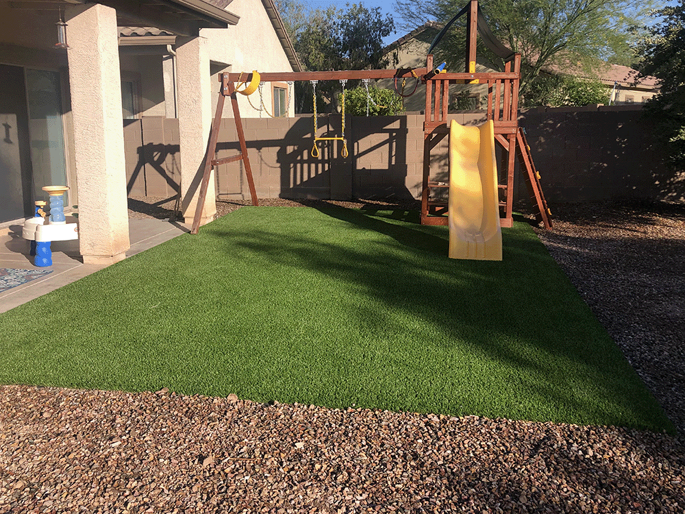 Residential play area transformed with artificial turf installation Residential play area transformed with artificial turf installation