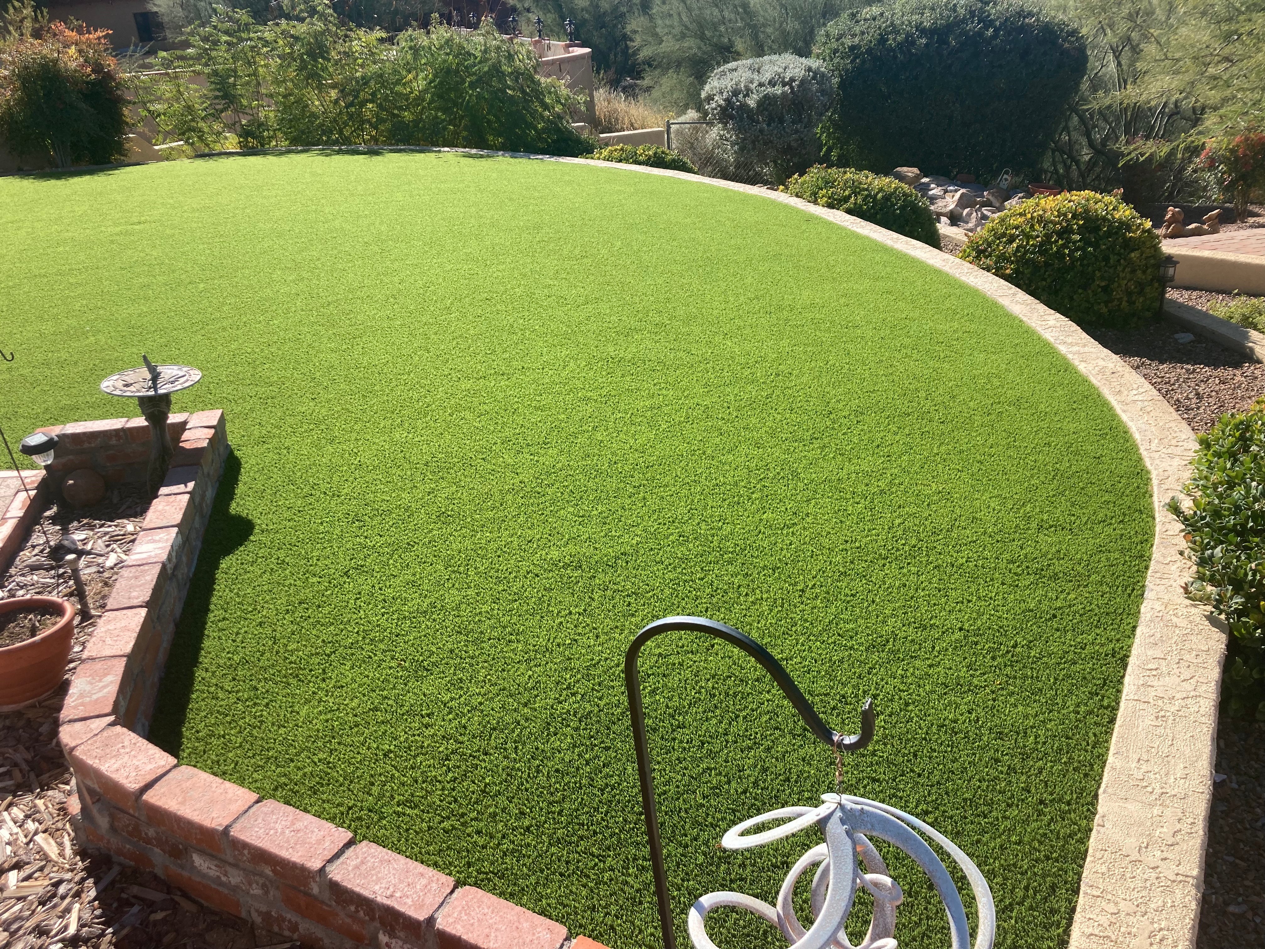 Residential artificial turf installation Tucson Arizona backyard lawn