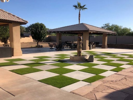 Free artificial turf installation estimate for residential backyard project