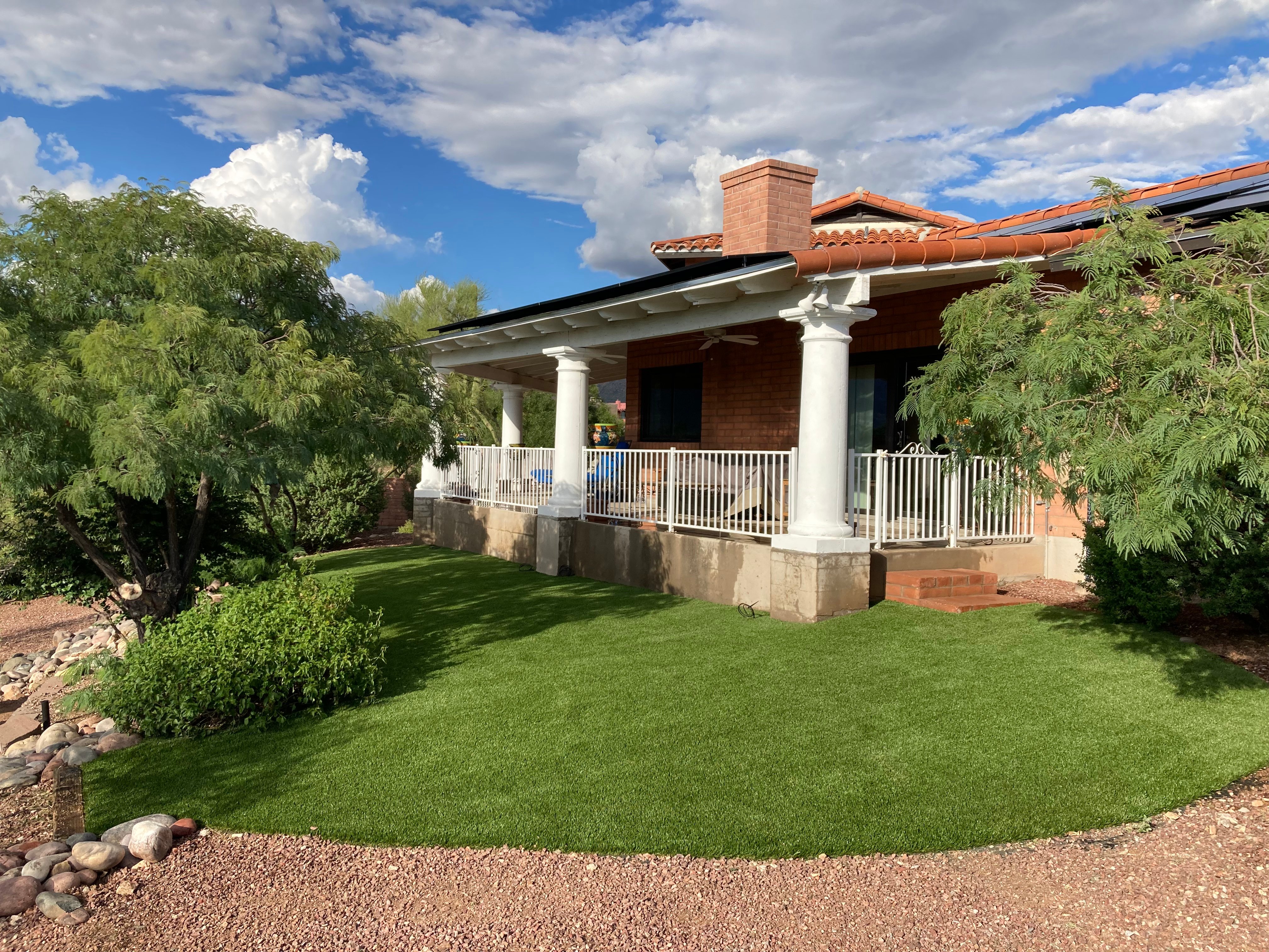 Synthetic grass residential yard transformation Tucson Arizona